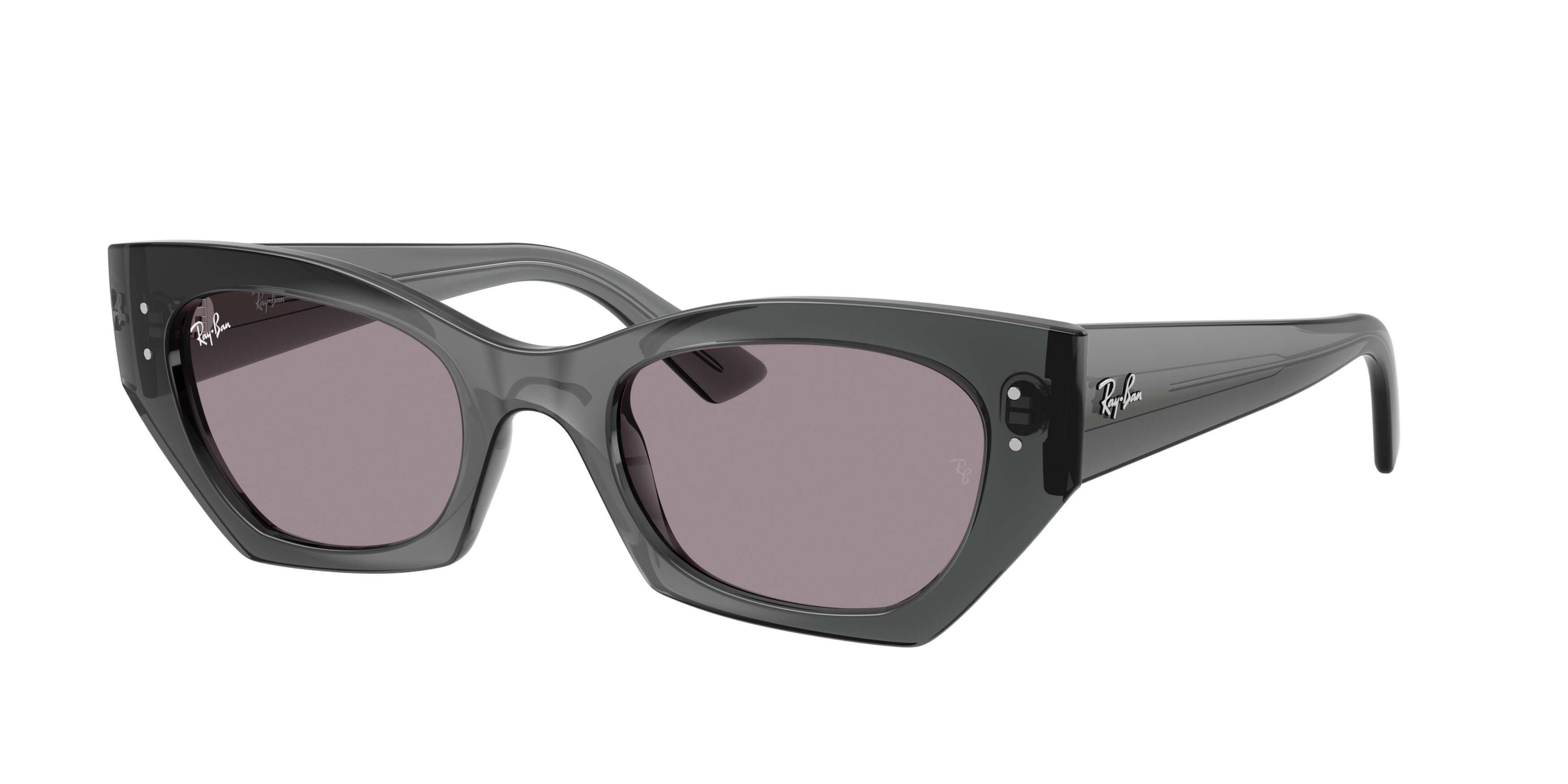 Ray-Ban Zena Bio-Based Dark Violet Sunglasses - Transparent Grey - GREY/PURPLE